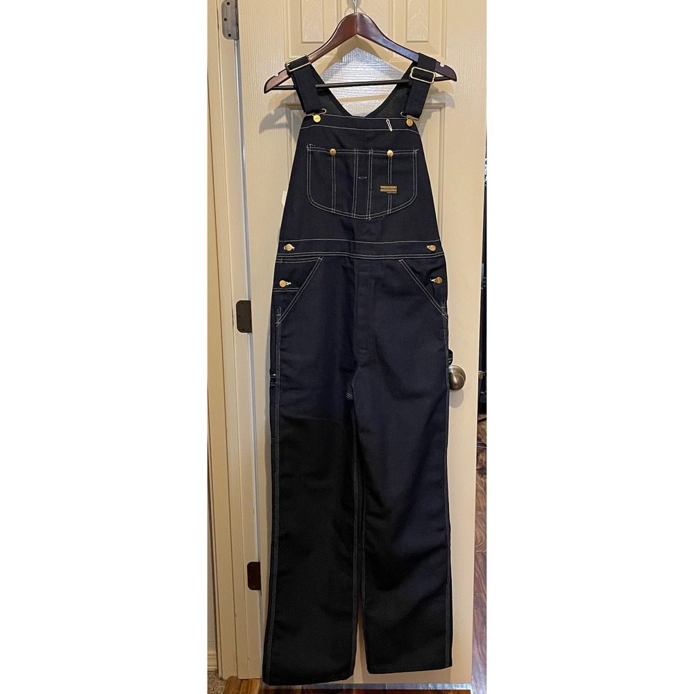 Toughskins Vintage Mens Navy Blue Carpenter Overalls Union Made USA 32x32.5"